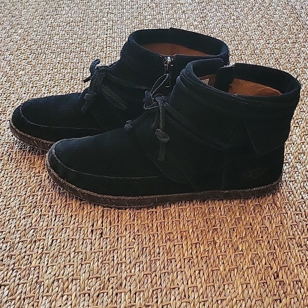 UGG black suede moccasin type boots in size 7 style 1019129